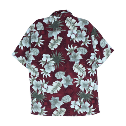 Red Floral Short Sleeve Button Down