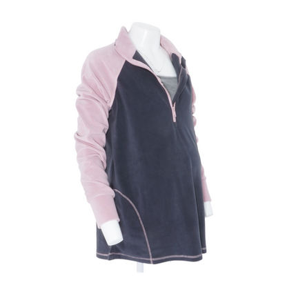 Pink Maternity Color Block 1/4 Zip Pullover
