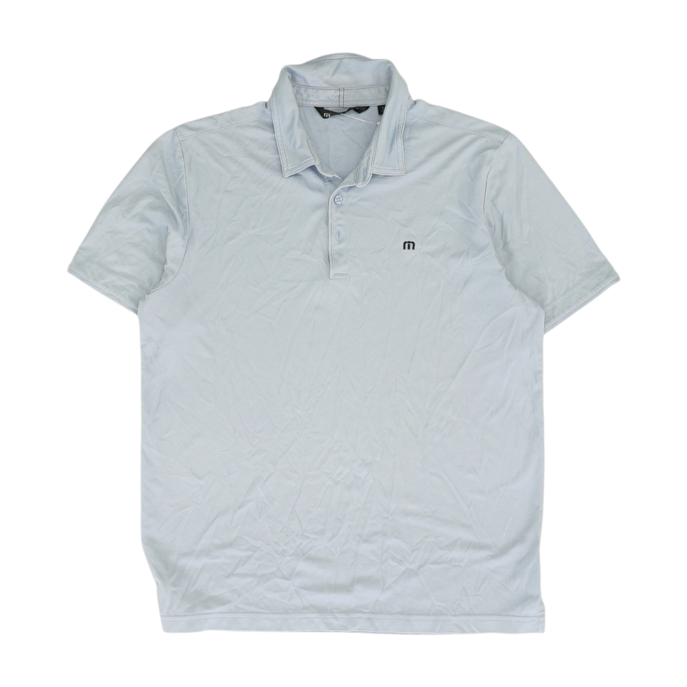 Blue Solid Short Sleeve Polo