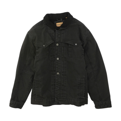 Black Solid Denim Jacket