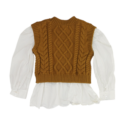 Brown Color Block Blouse
