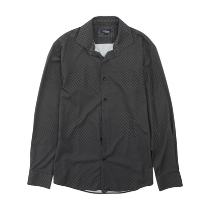Gray Print Long Sleeve Button Down