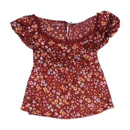 Burgundy Floral Blouse