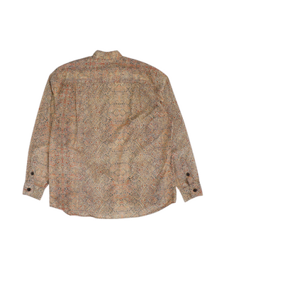 Vintage Orange Print Long Sleeve Button Down