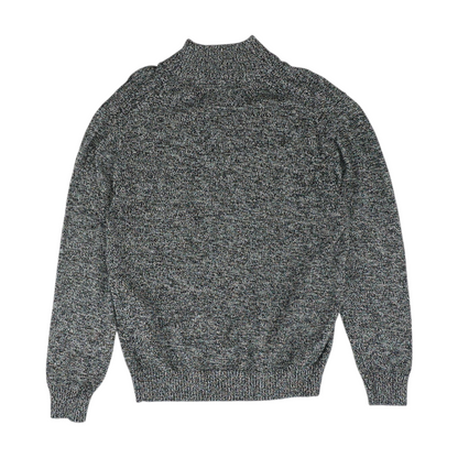 Black Print 1/4 Zip Sweater
