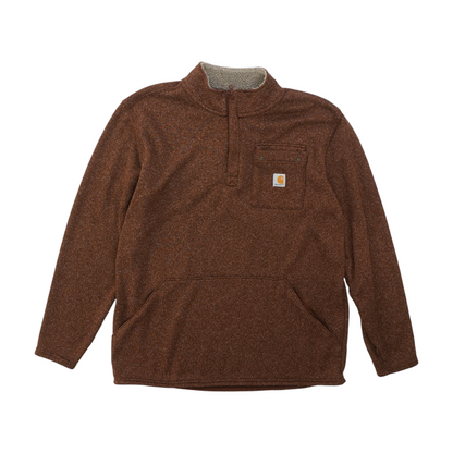 Brown Solid 1/4 Zip Pullover