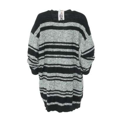 Gray Striped Cardigan Sweater