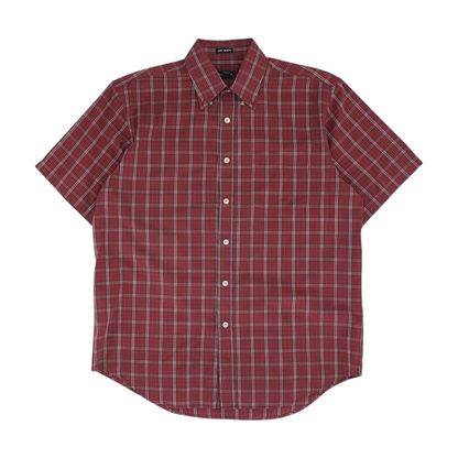 Red Plaid Short Sleeve Button Down