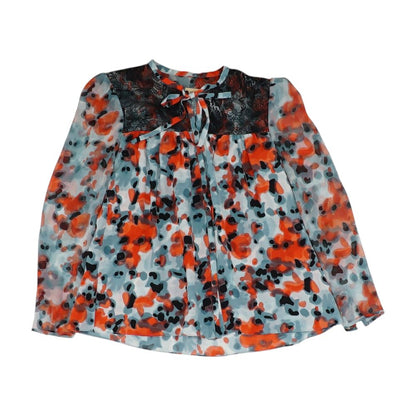 Multi Graphic Long Sleeve Blouse