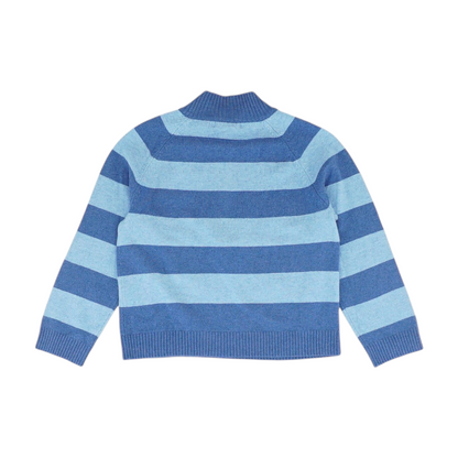 Blue Striped 1/4 Zip Sweater