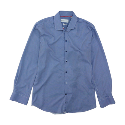 Blue Geometric Long Sleeve Button Down