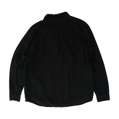Black Solid Flannel Button Down