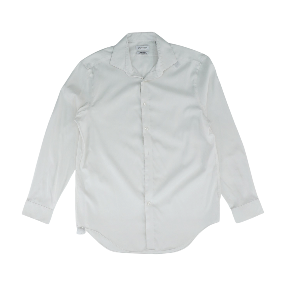 White Solid Long Sleeve Button Down
