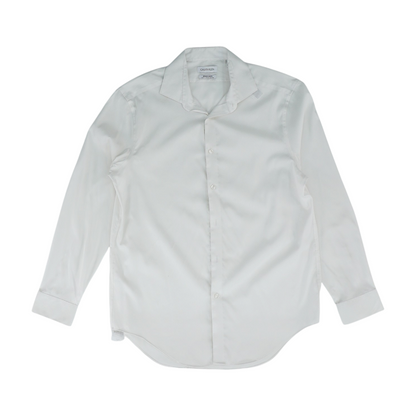 White Solid Long Sleeve Button Down
