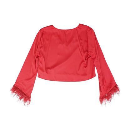 Red Solid Long Sleeve Blouse