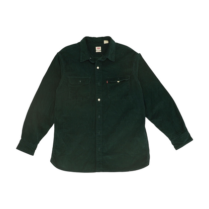Green Solid Long Sleeve Button Down