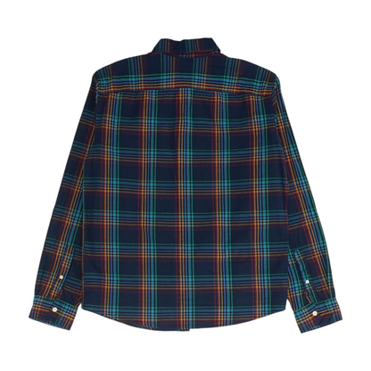 Navy Plaid Long Sleeve Button Down