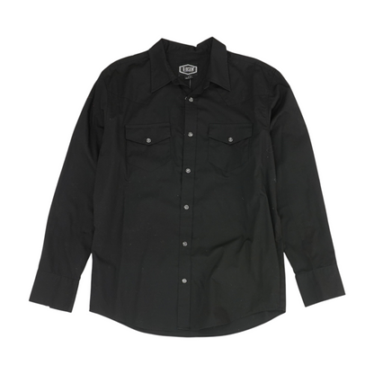 Black Solid Long Sleeve Button Down
