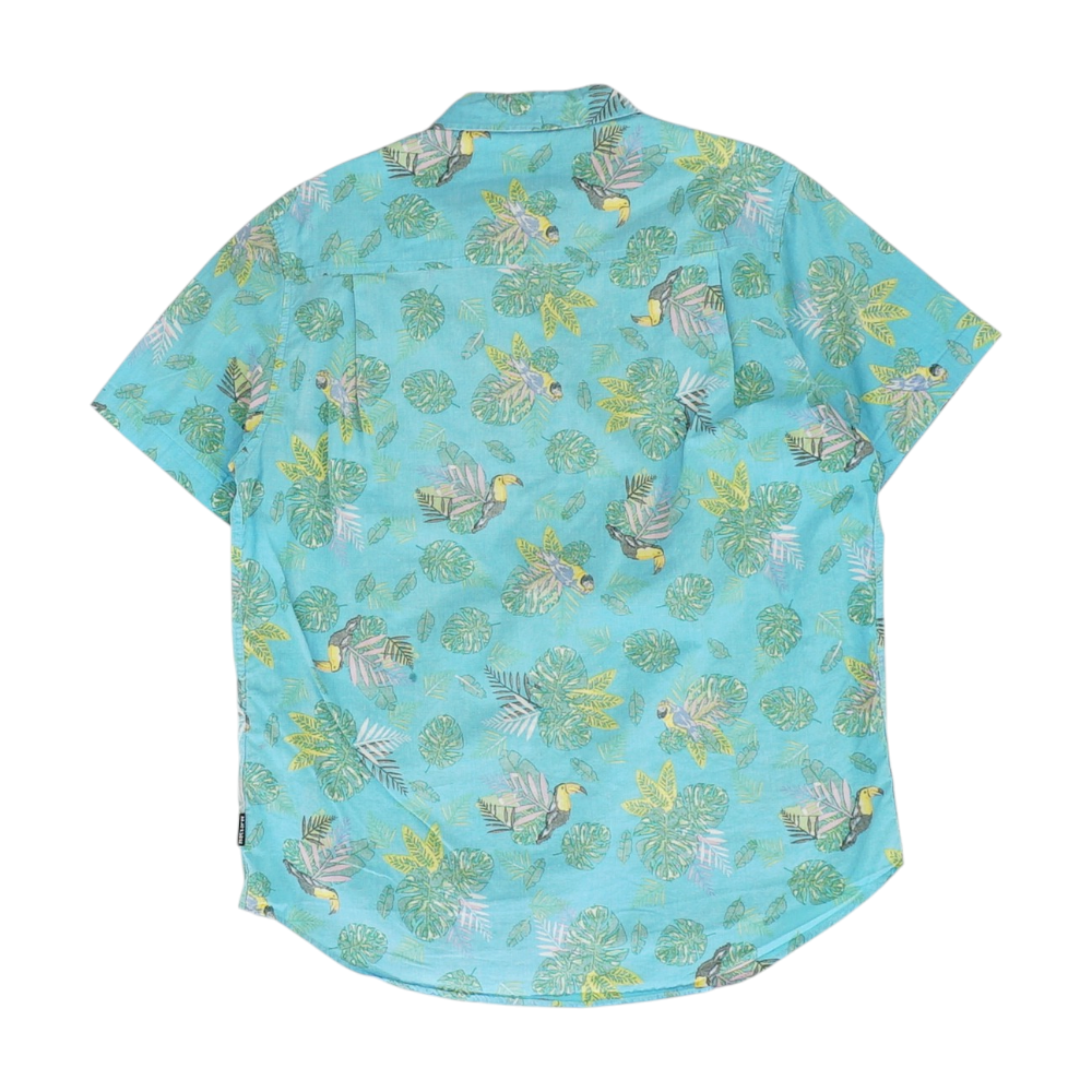 Blue Tropical Short Sleeve Button Down