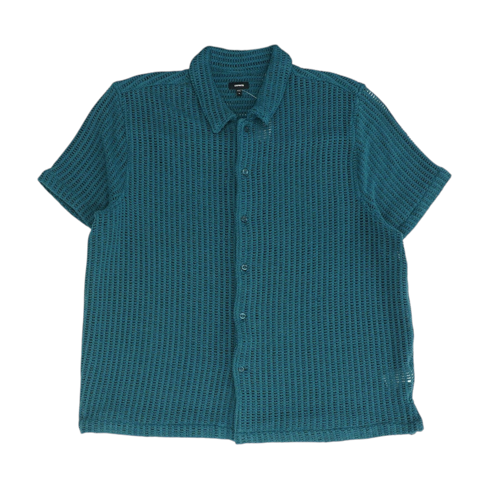 Teal Solid Short Sleeve Button Down