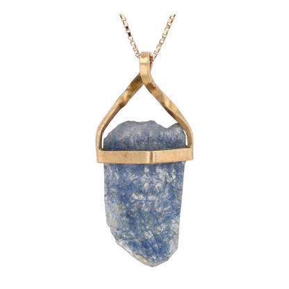 14K Yellow Gold Quartz Pendant Necklace