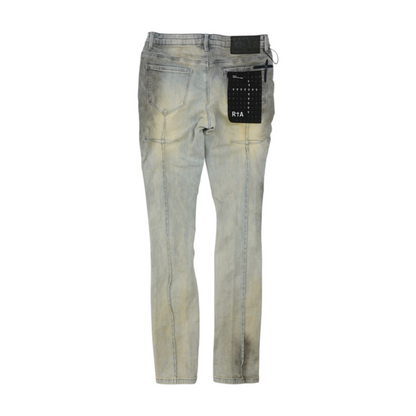 Vintage Stormy Desert Blue Clayton Cross Pintuck Distressed Skinny Jean