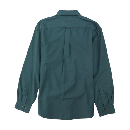 Blue Solid Long Sleeve Button Down