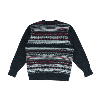 Gray Print Pullover Sweater
