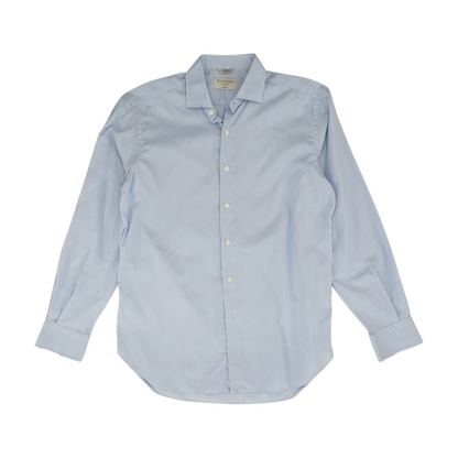 Blue Solid Long Sleeve Button Down