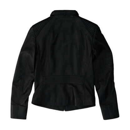 Navy Solid Leather Jacket