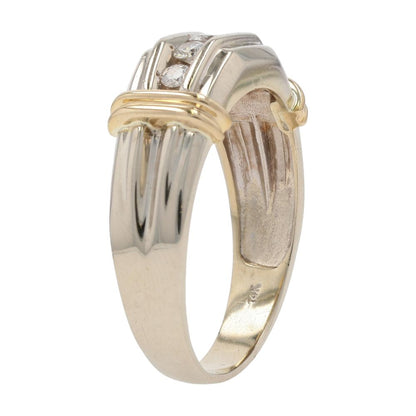 1/2 Ct 14K Two Tone Gold Gents Diamond Accented Arched Band