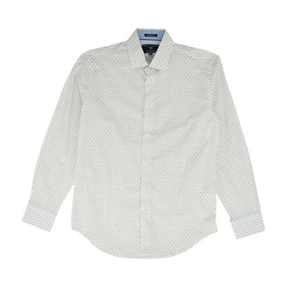 White Polka Dot Long Sleeve Button Down