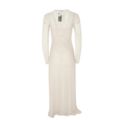 Beige Polka Dot Maxi Dress