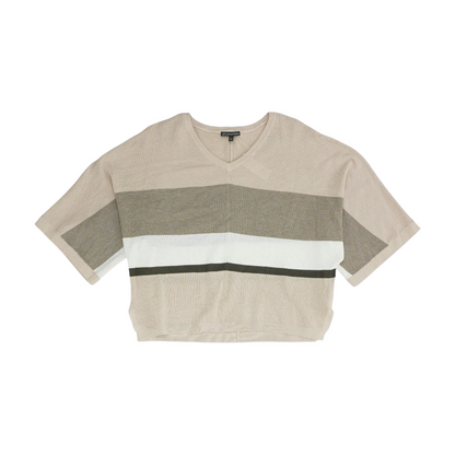 Beige Striped Pullover Sweater