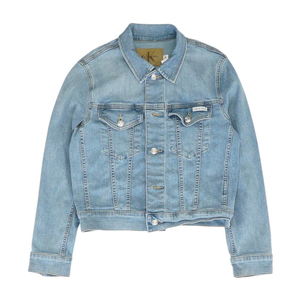 Blue Solid Denim Jacket