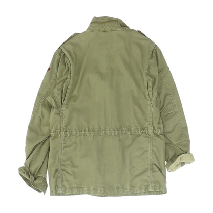 Green Solid Denim Jacket