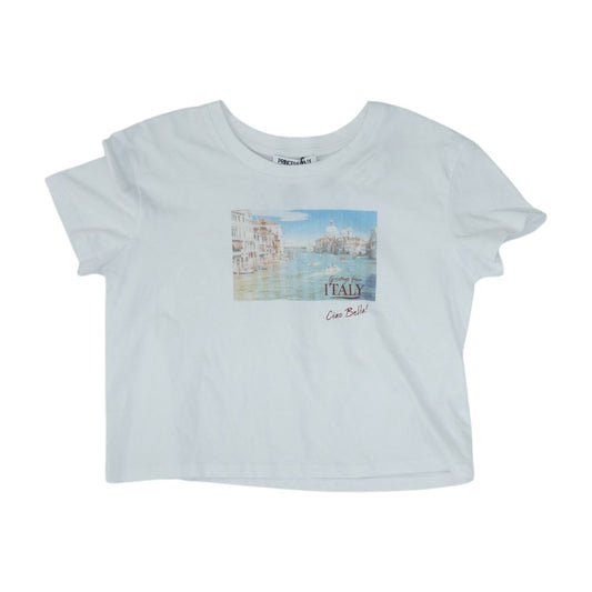 White Graphic Cropped T-Shirt
