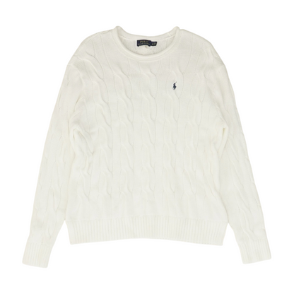 White Solid Pullover Sweater