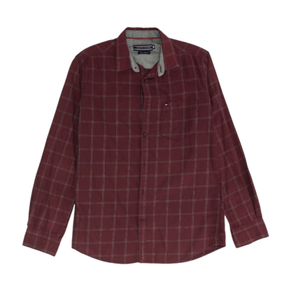 Burgundy Check Long Sleeve Button Down