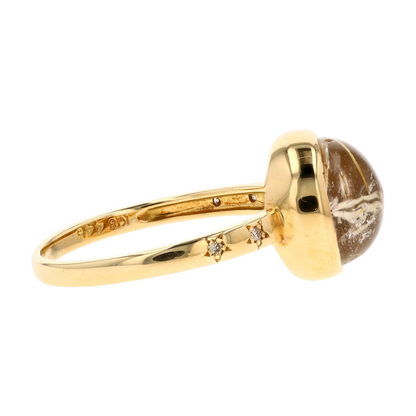 18K Yellow Gold Rutile Quartz Statement Ring