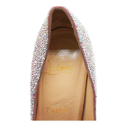 Crystal Embellished Lady Peep Toe Platform Pumps 140