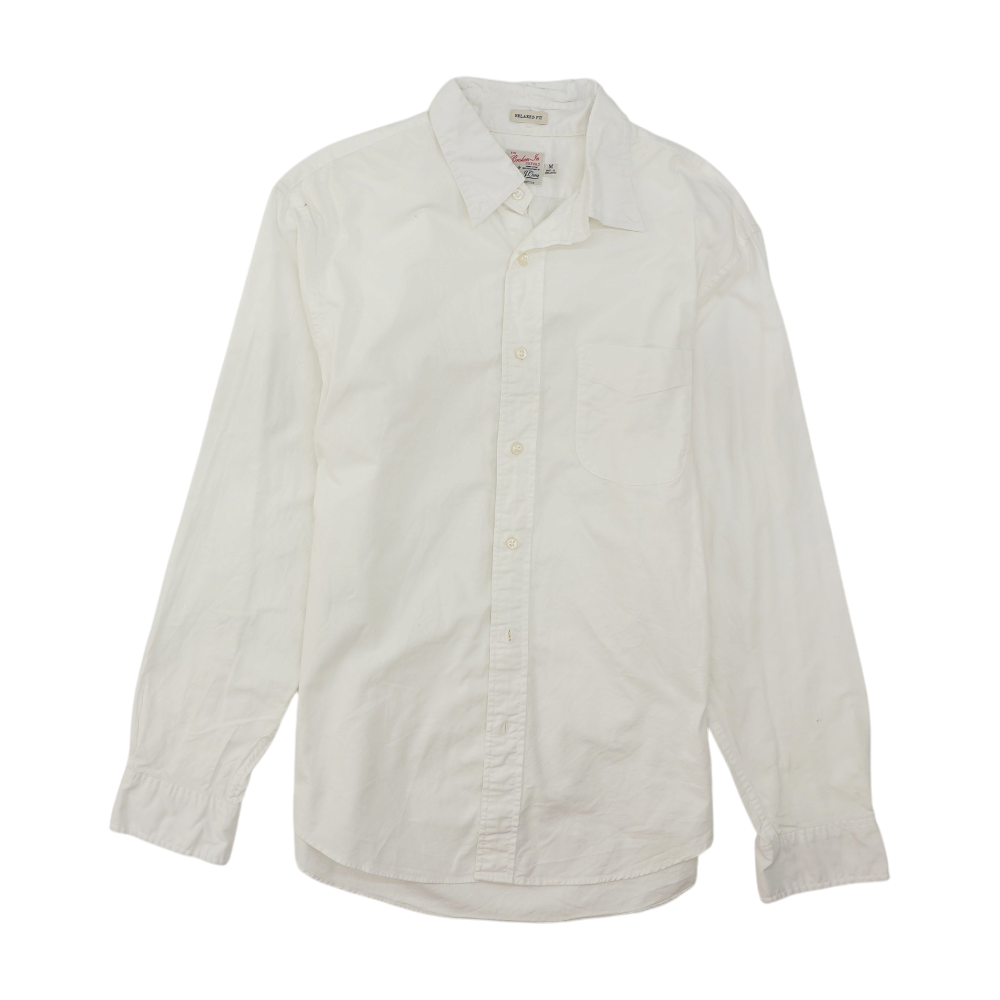 White Solid Long Sleeve Button Down