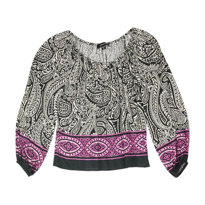 Black Damask Long Sleeve Blouse