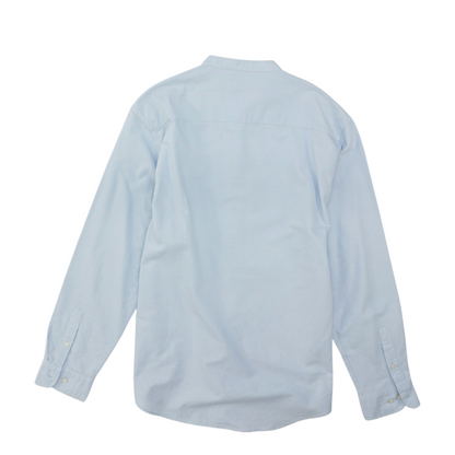 Blue Solid Long Sleeve Button Down