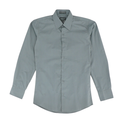 Gray Solid Long Sleeve Button Down