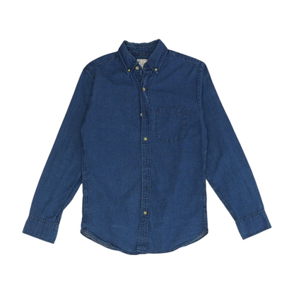 Blue Polka Dot Long Sleeve Button Down