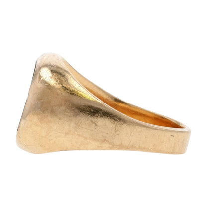 10K Gold Black Stone With Diamond Accents Signet Ring