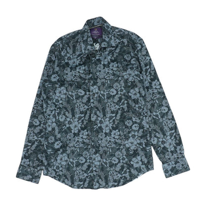 Gray Floral Long Sleeve Button Down