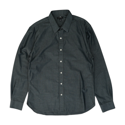 Gray Solid Long Sleeve Button Down