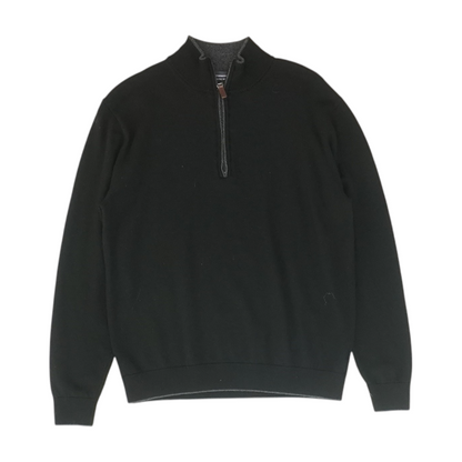 Black Solid 1/4 Zip Sweater